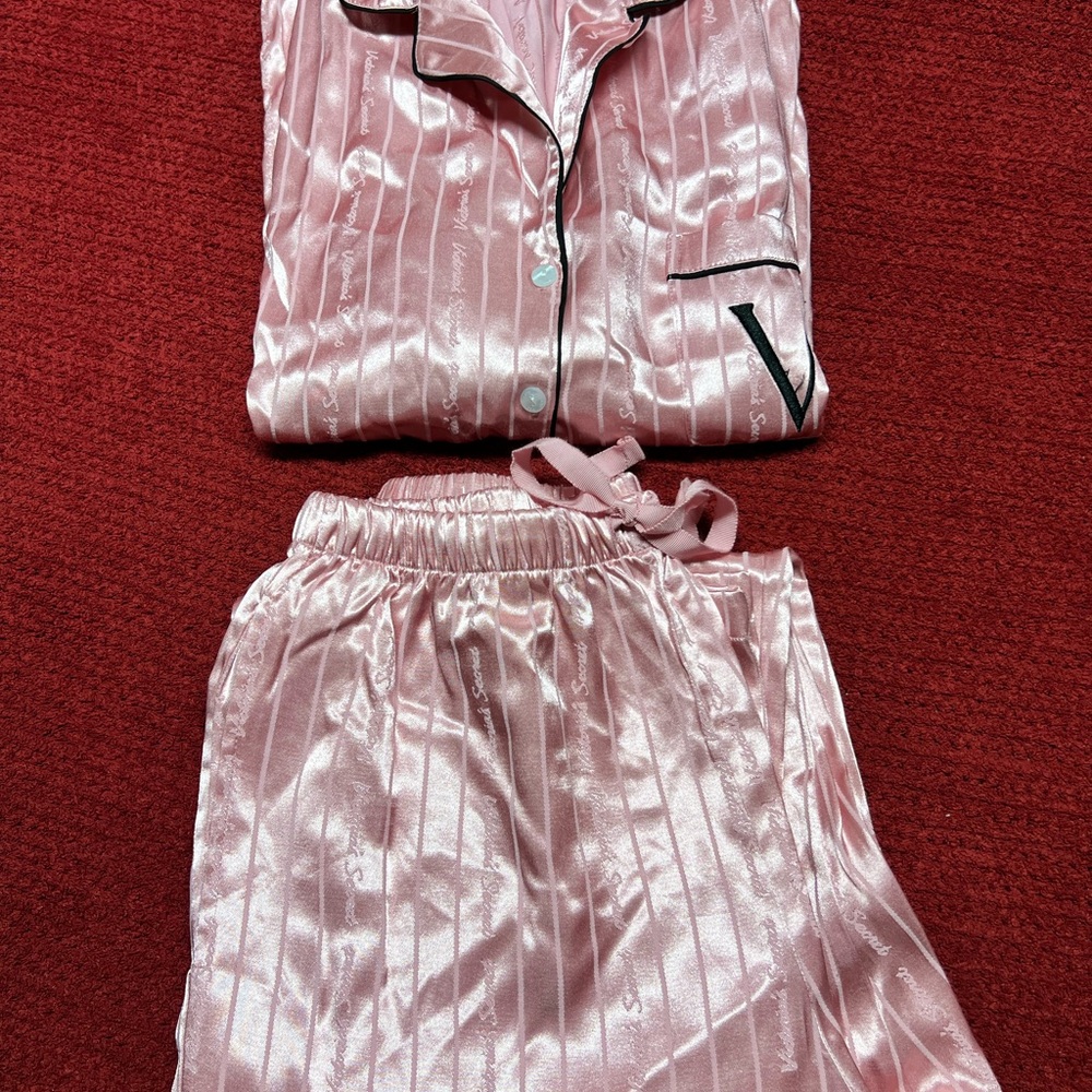 Pink Satin Pajama Set